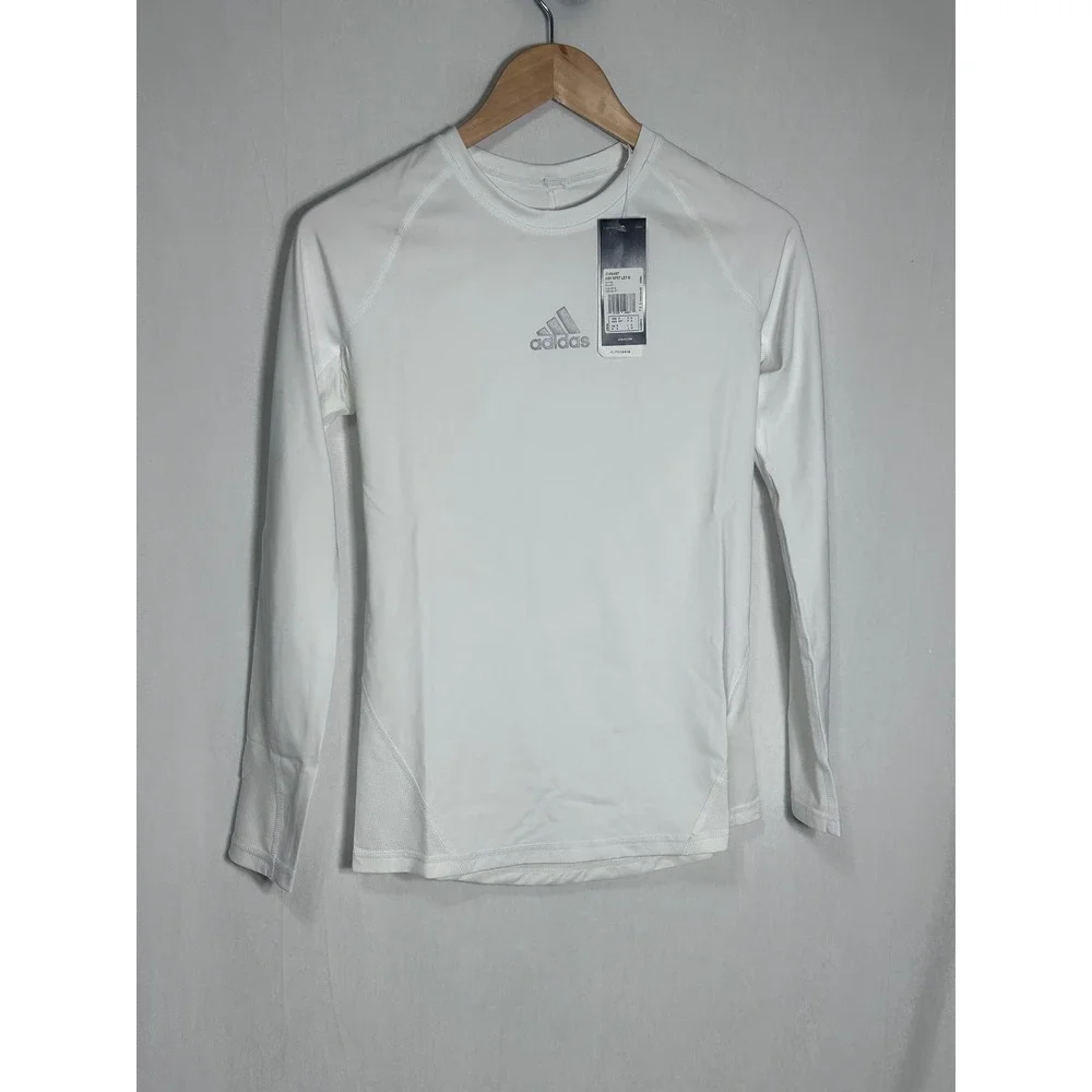 Adidas Alphaskin Techfit Compression Long Sleeve Shirt White Mens Small CW9487